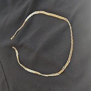 Elegant vintage 80s, multi herring bone. Silver and Gold Braided Necklace